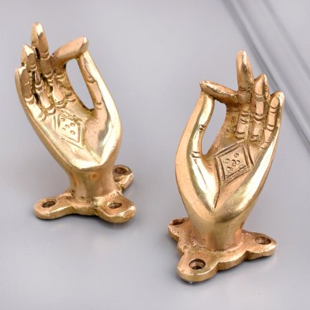 Handmade Mudra Brass Drawer Handle in Golden Finish